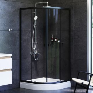 Душевой уголок AM.PM X-Joy Twin Slide 90х90 W88E-205-090BT64 профиль Черный матовый стекло прозрачное